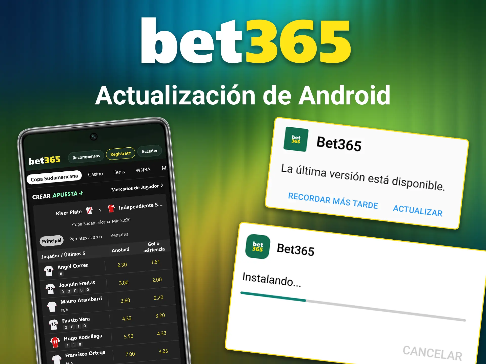 Actualiza la aplicación de Bet365 para Android.