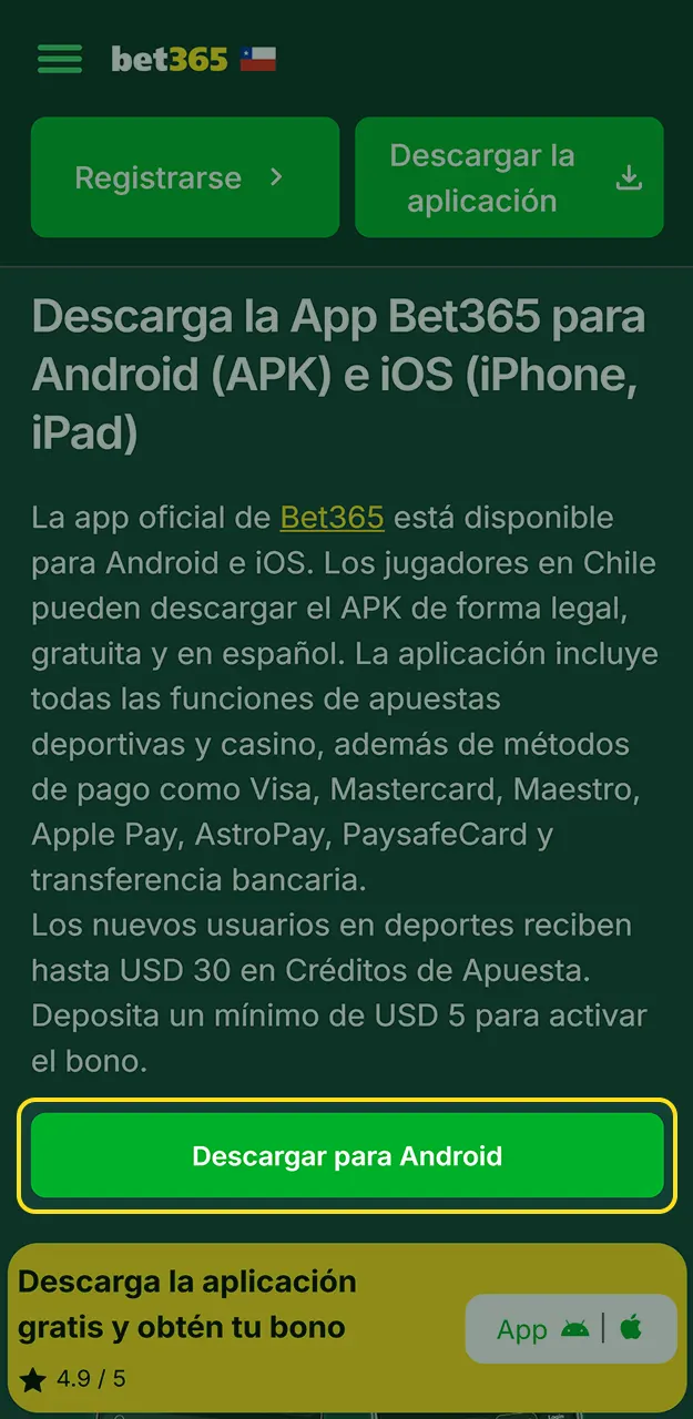 Descubre cómo instalar la aplicación de Bet365 en Android.