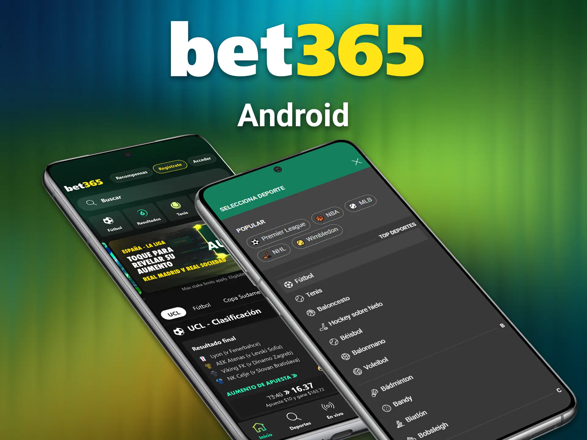 Disfrute de todas las funciones optimizadas en la app de Bet365 para Android.