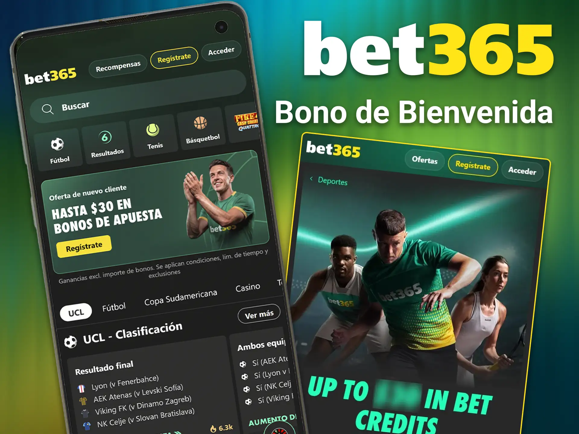 Regístrate y consigue un bono en Bet365.