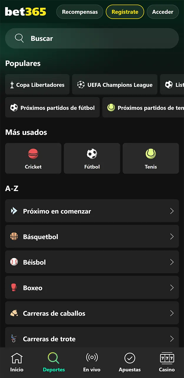 Haz tus apuestas cómodamente en la aplicación de Bet365.