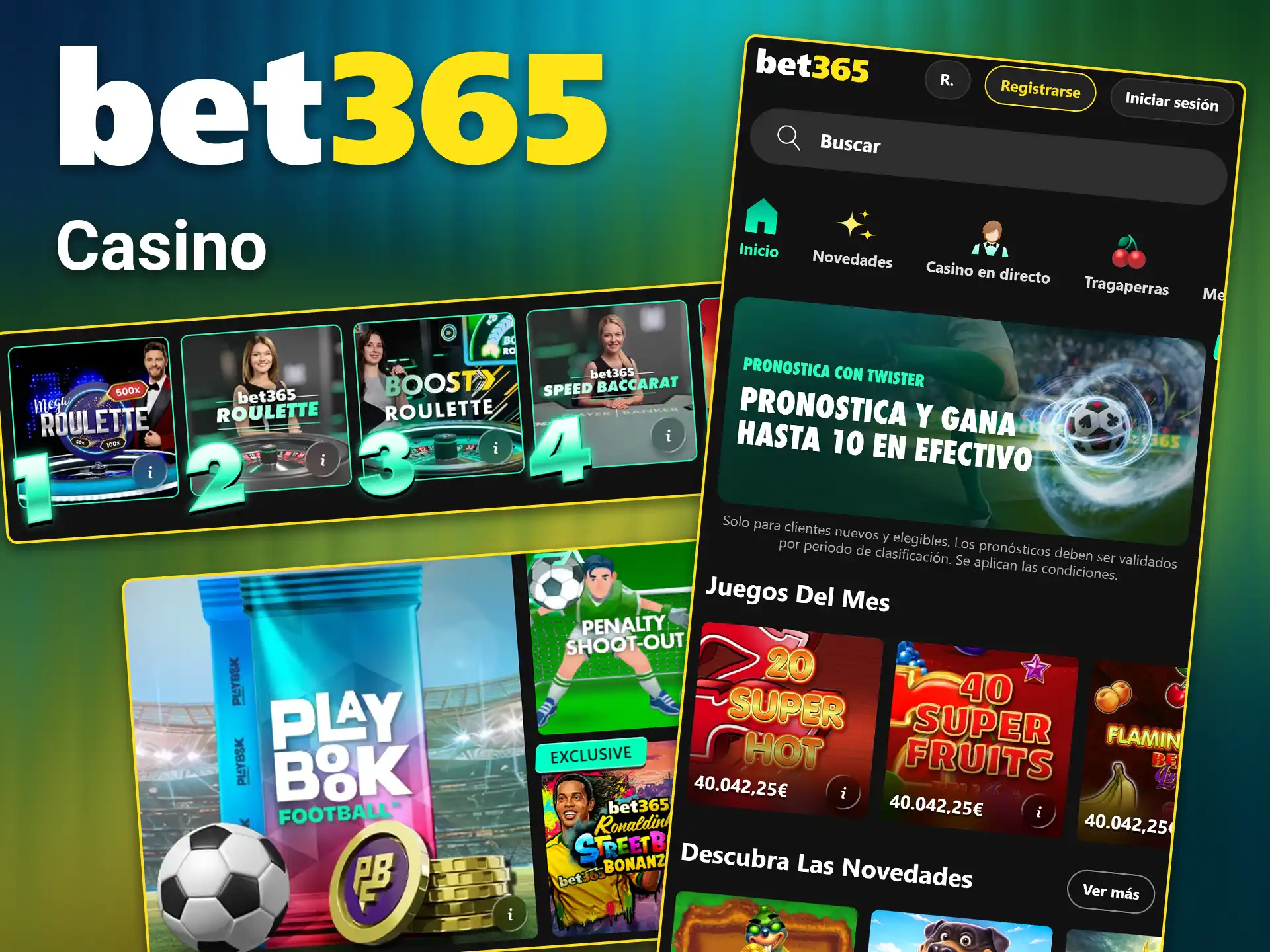 Juegue a tragamonedas y juegos en vivo desde su teléfono con la app de casino Bet365.