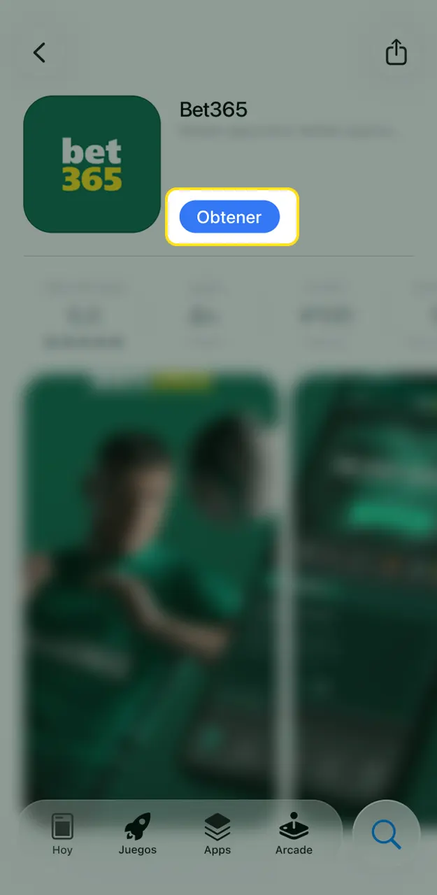 Descarga la aplicación de Bet365 desde la App Store.