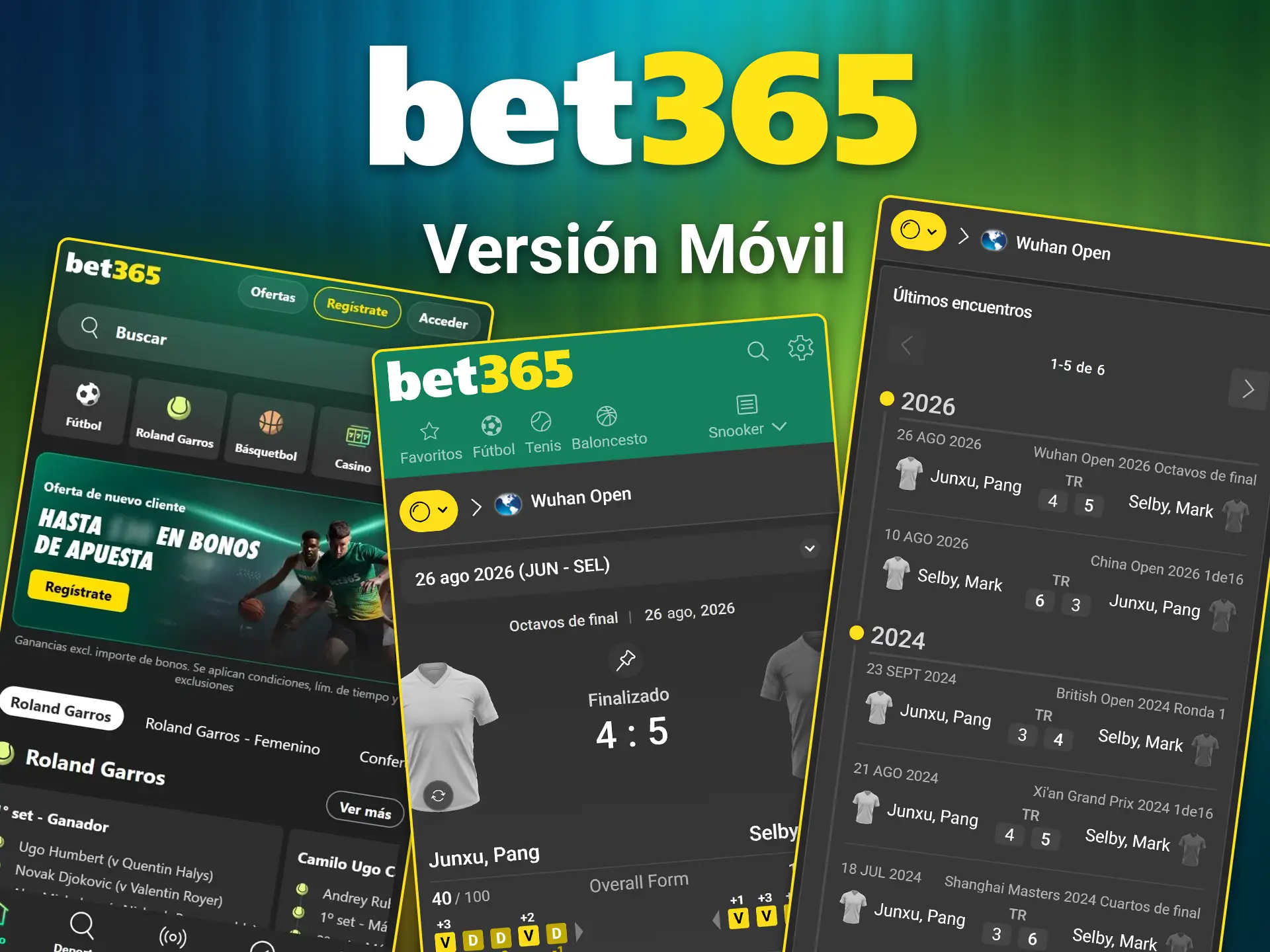 Acceda a las funciones principales desde su navegador mediante la versión móvil del sitio web de Bet365.