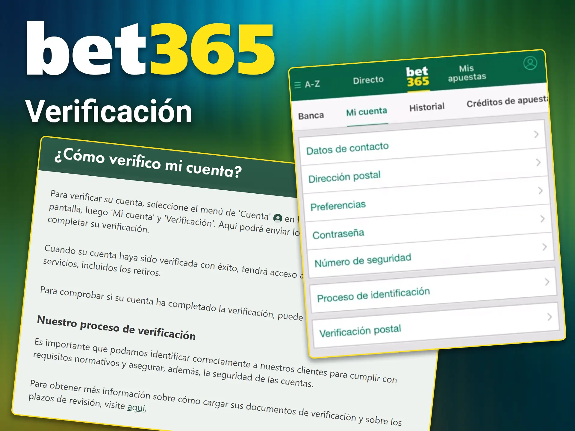Verifica tu cuenta en Bet365.