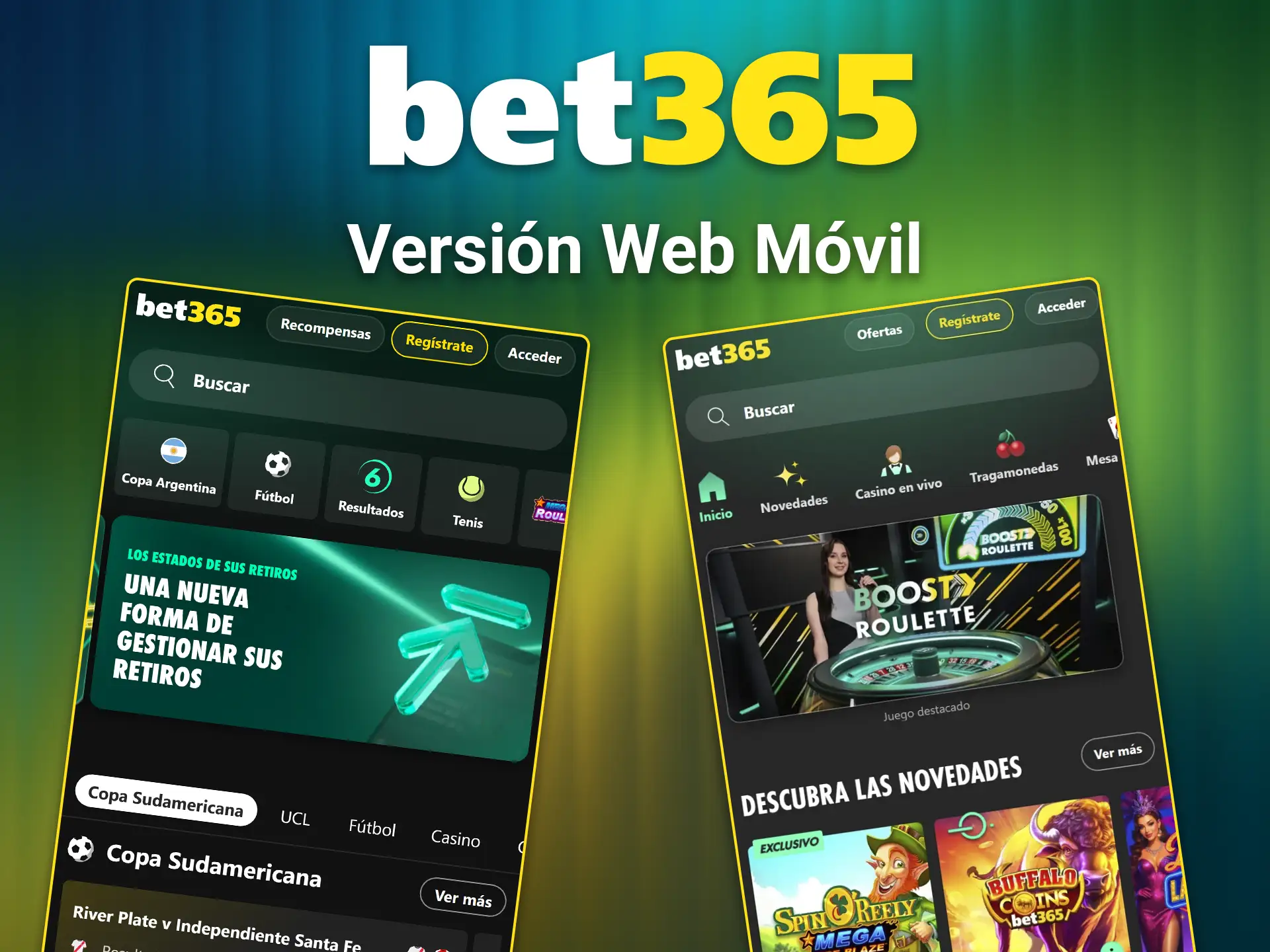 Acceda a todas las funciones desde el navegador con la versión web móvil de Bet365.
